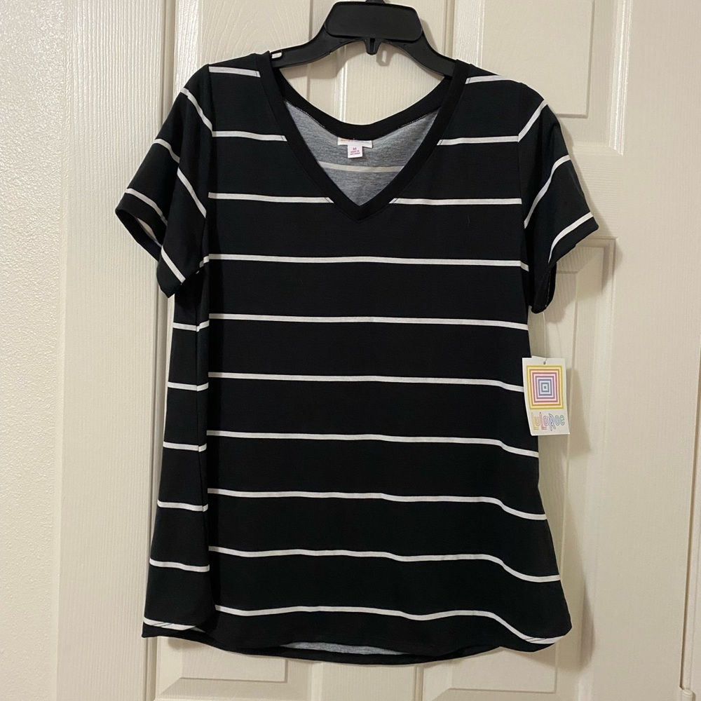 Lularoe Christy T - Black / White Stripe - Medium